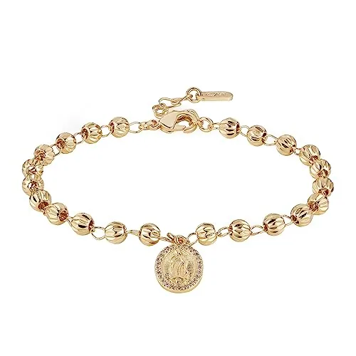Virgin Mary Cross Rosary, gold-plated steel