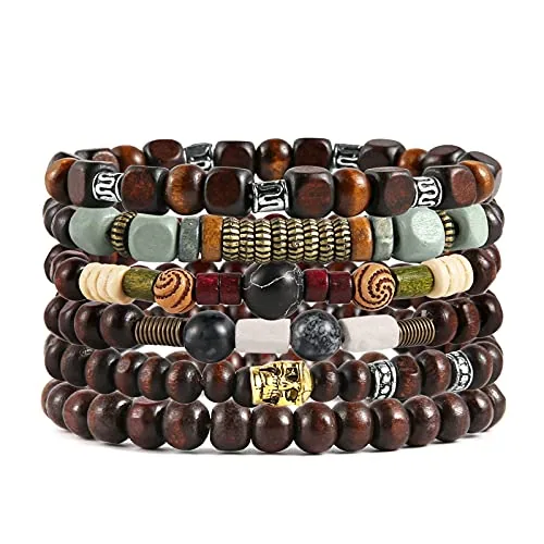 Hemp Cords Wood Bracelet, leather