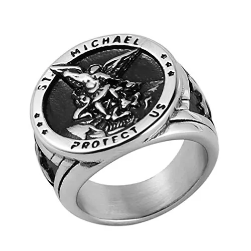 Michael Archangel Ring, stainless steel