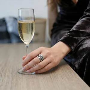 Woven Plaited Braided Ring, stainless steel, another view