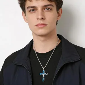 Cross Crucifix Bible Pendant, stainless steel, another view