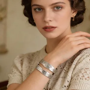 Open Wrist Bangle, alloy, silver, another view