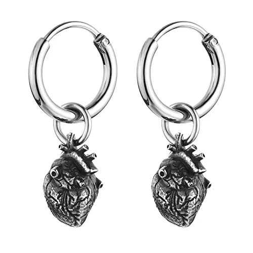 Personality Heart Drop Earrings, stainless steel