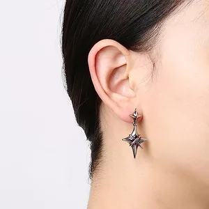 Crystal Star Stud Earrings, stainless steel, red, another view