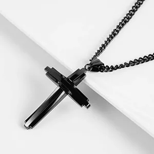 Cross Pendant, stainless steel, silver, another view