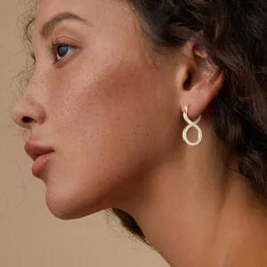 Gold-Plated Eternity Hoop Earrings, gold, another view