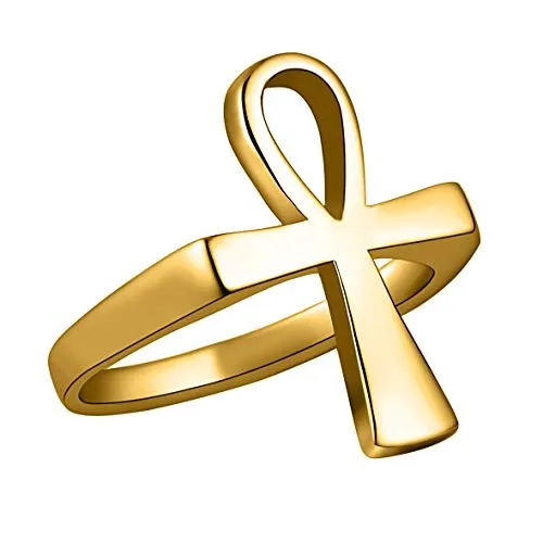 Egyptian Ankh Cross Ring, stainless steel