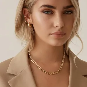 Chain, gold-plated steel, Figaro link, gold, another view