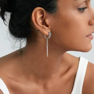 Sword Dangle Earrings, stainless steel, another view