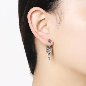 Skull Stud Earrings, stainless steel, another view