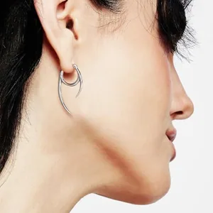 Spike Hoop Earrings, stainless steel, another view