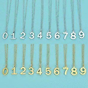 Number Pendant, stainless steel, gold, another view