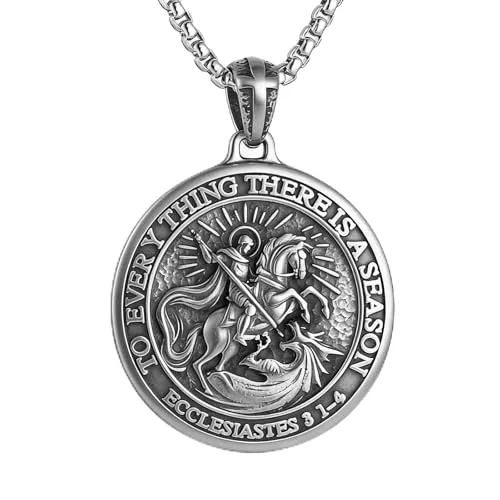 Saint George Pendant, stainless steel, 22 in