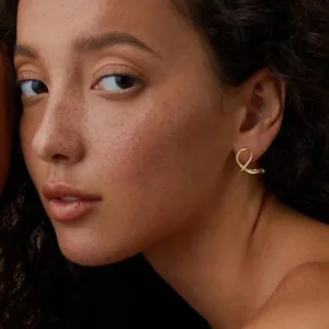 Infinity Twist Open Hoop Earrings, stainless steel, gold, another view