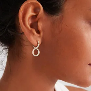 Gold-Plated Eternity Hoop Earrings, gold, another view