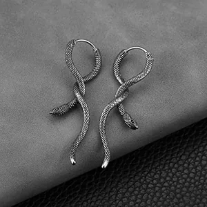 Snake Hoop Earrings, stainless steel, another view