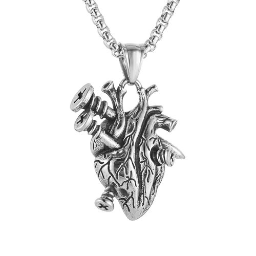 Screw Heart Pendant, stainless steel
