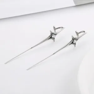 Crystal Inlay Goth Earrings, stainless steel, another view