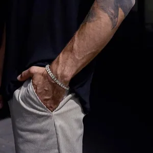 Square Bracelet, stainless steel, Franco chain, 4 mm, silver, another view