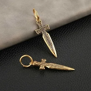 Sword Dangle Earrings, stainless steel, another view