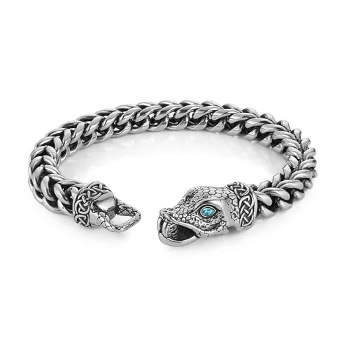 Dragon Snake Wolf Bracelet, stainless steel, Cuban chain, 8 mm
