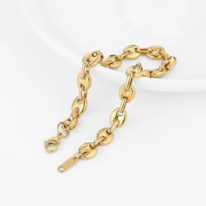 Coffee Bean Bracelet, stainless steel, 7 mm, gold, another view