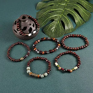 Hemp Cords Wood Bracelet, leather, another view