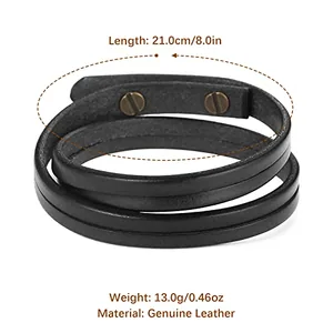 Wrap Wristband, leather, black, another view