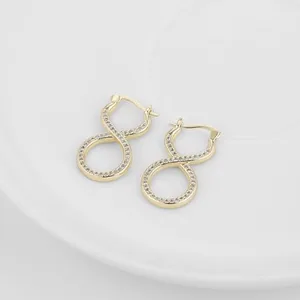 Gold-Plated Eternity Hoop Earrings, gold, another view