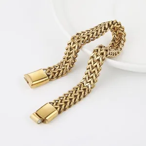 Row Bracelet, gold-plated steel, Franco chain, gold, another view