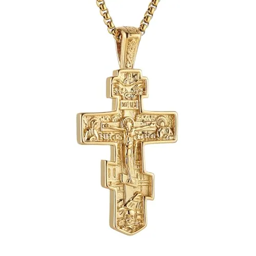 Eastern Orthodox Cross Chain, stainless steel