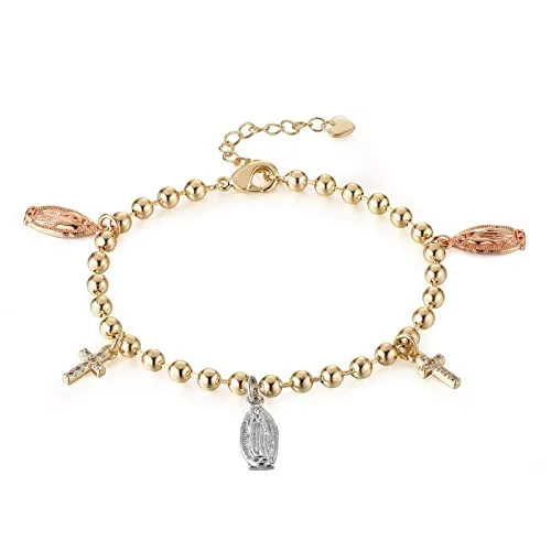 Virgin Mary Cross Rosary, gold-plated steel