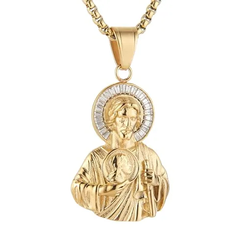 Jesus Pendant, gold-plated steel, gold