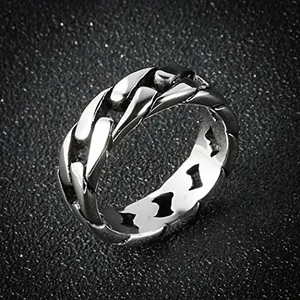 Band Ring, stainless steel, Cuban chain, 7 mm, another view