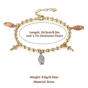 Virgin Mary Cross Rosary, gold-plated steel, another view