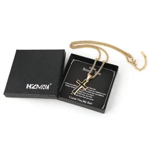 Cross Pendant, stainless steel, wheat chain, 24 in, another view