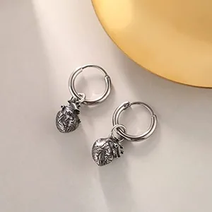 Personality Heart Drop Earrings, stainless steel, another view