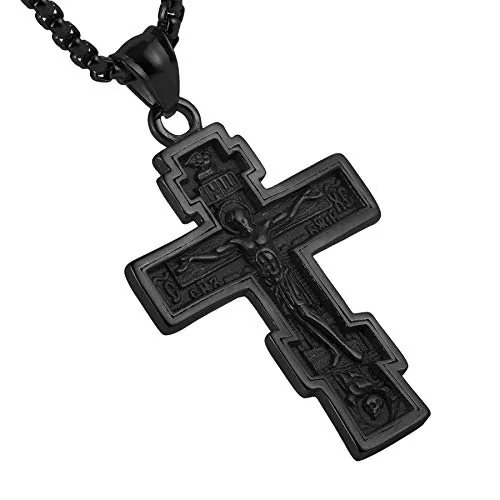 Orthodox Cross Crucifix Pendant, stainless steel