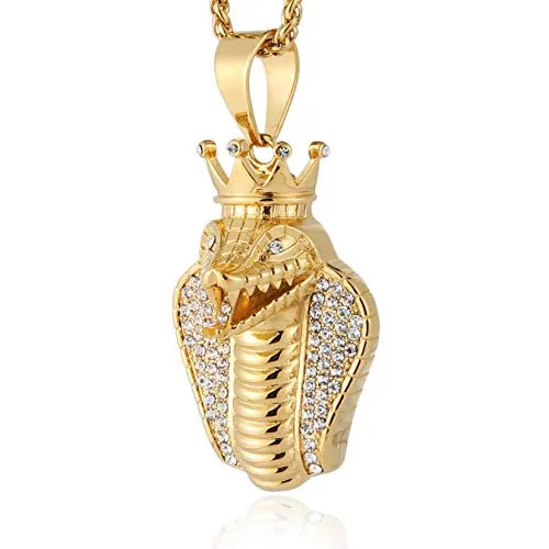Inlay Egypt Cobra Pendant, gold-plated steel, gold