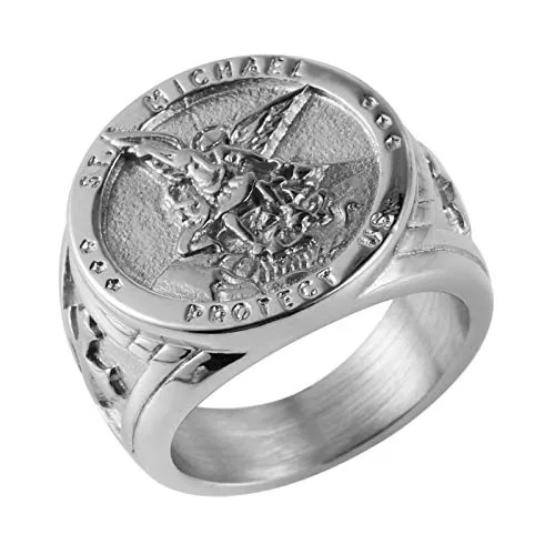 Michael Archangel Ring, stainless steel