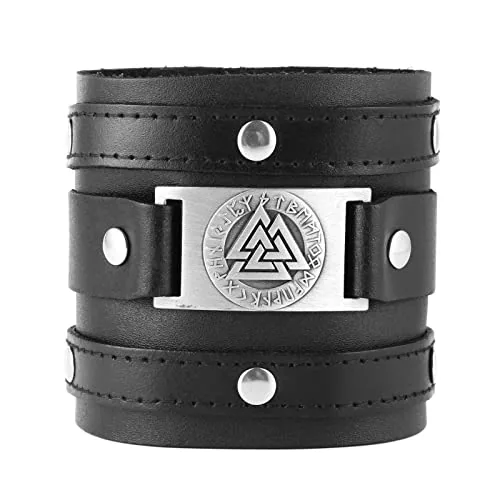 Viking Cuff Bracelet, leather