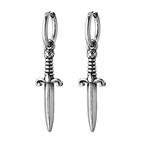 Sword Dangle Earrings, stainless steel