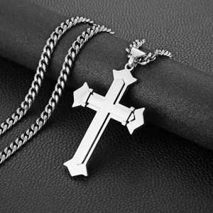 Christian Faith Cross Pendant, stainless steel, another view