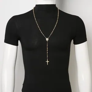 Beads Cross Rosary, stainless steel, gold, another view