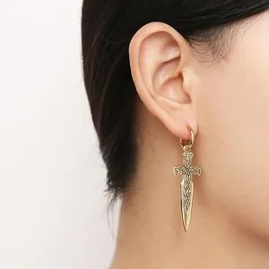 Sword Dangle Earrings, stainless steel, another view