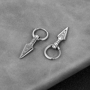 Sword Dangle Earrings, stainless steel, another view