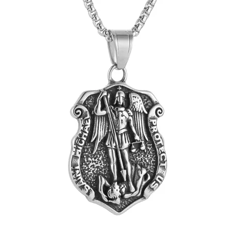 Saint Michael Pendant, stainless steel