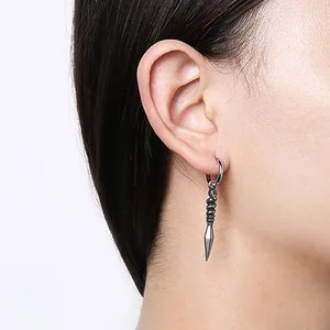 Sword Dangle Earrings, stainless steel, another view