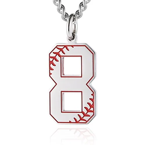 Baseball Initial Pendant, stainless steel