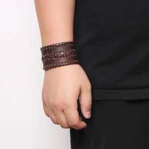 Retro Cuff Bracelet, leather, pack of 2, brown, another view